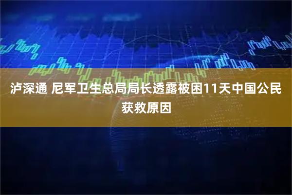 泸深通 尼军卫生总局局长透露被困11天中国公民获救原因